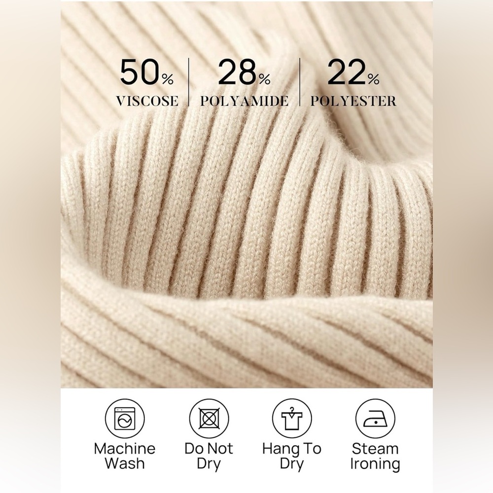 Cream Ribbed Knit Sweater - Picture 3 of 12